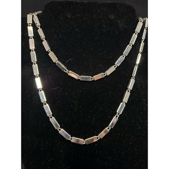 Monet Silver Tone Rectangle Bead Chain Necklace - Picture 2 of 5